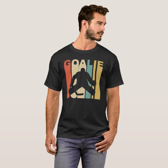 Retro 1970's Style Hockey Goalie T-Shirt (Front Full)