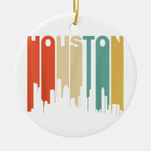 Retro 1970's Style Houston Texas Skyline  Ceramic Ornament