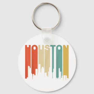 Retro 1970's Style Houston Texas Skyline Keychain
