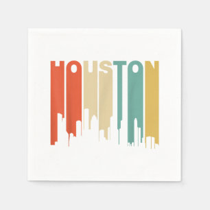 Retro 1970's Style Houston Texas Skyline Napkin