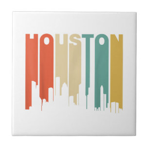 Retro 1970's Style Houston Texas Skyline  Tile