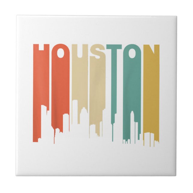 Retro 1970's Style Houston Texas Skyline  Tile (Front)