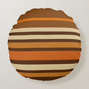 Retro 1970s Style Striped Round Pillow
