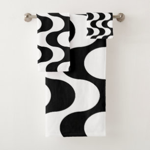 Retro 1970s Style Wavy Op-Art Stripe Pattern Bath Towel Set