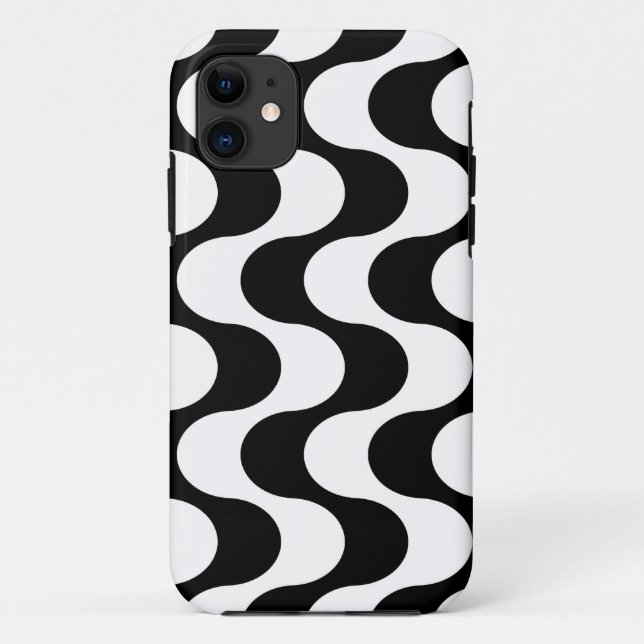 Retro 1970s Style Wavy Op-Art Stripe Pattern Case-Mate iPhone Case (Back)