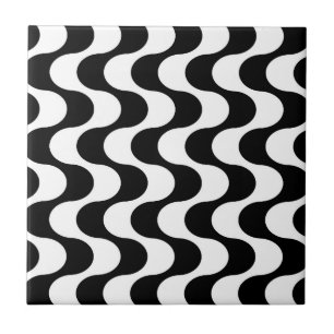 Retro 1970s Style Wavy Op-Art Stripe Pattern Tile