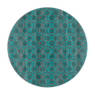 Retro 1970s Teal Turquoise Green Abstract Pattern Cutting Board