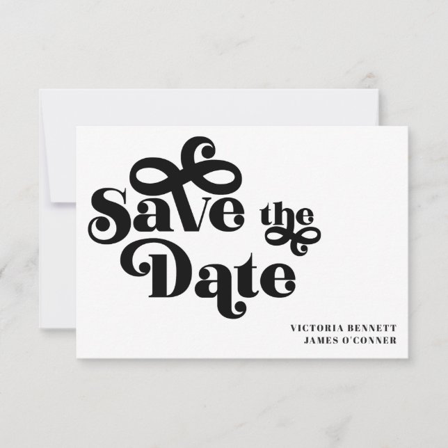 Retro 1970s Typography Wedding Save the Date (Front)
