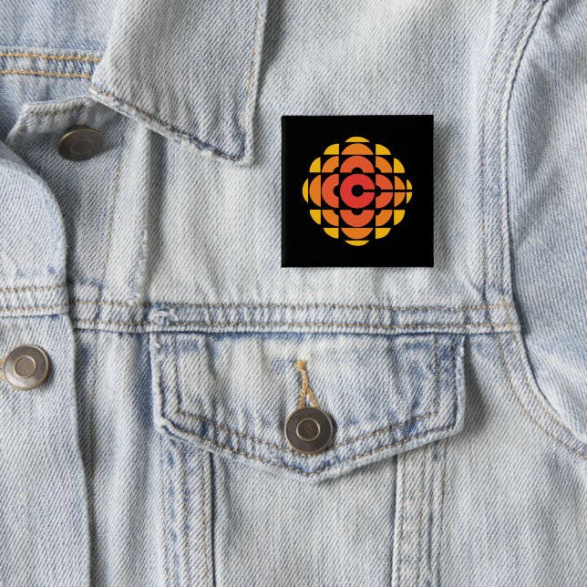 Retro 1974 - 1986 on Black 2 Inch Square Button (In Situ)