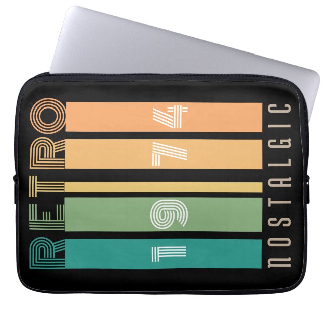 Retro 1974 nostalgic laptop sleeve (Front)