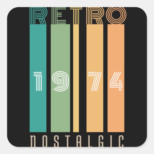 Retro 1974 nostalgic square sticker (Front)