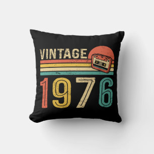Retro 1976 Birthday Music Cassette Tape Bday Gift Throw Pillow