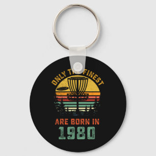 Retro 1980 40th Birthday Disc Golf Gift 40 Year Ol Keychain