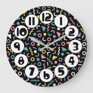 Retro 1980s/1990s Memphis Style Large Clock