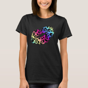 Retro 1980s Lipstick Kiss Leopard Gen X 80's Band  T-Shirt
