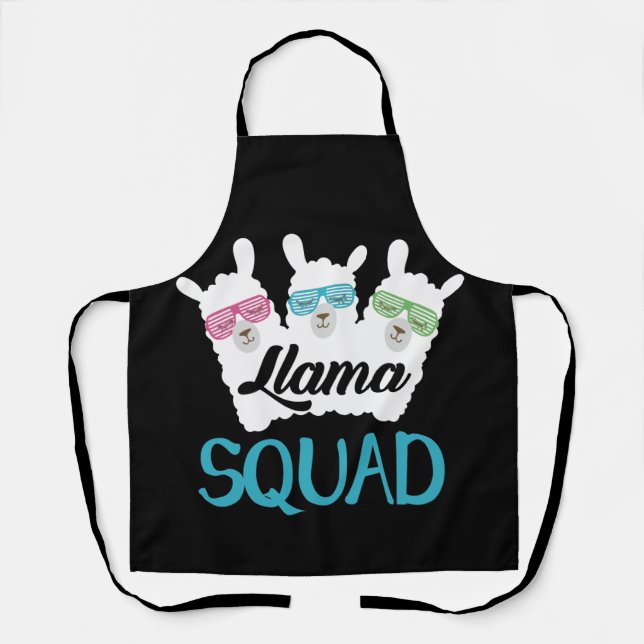 Retro 1980s Llama Cute Llama Squad Apron (Front)