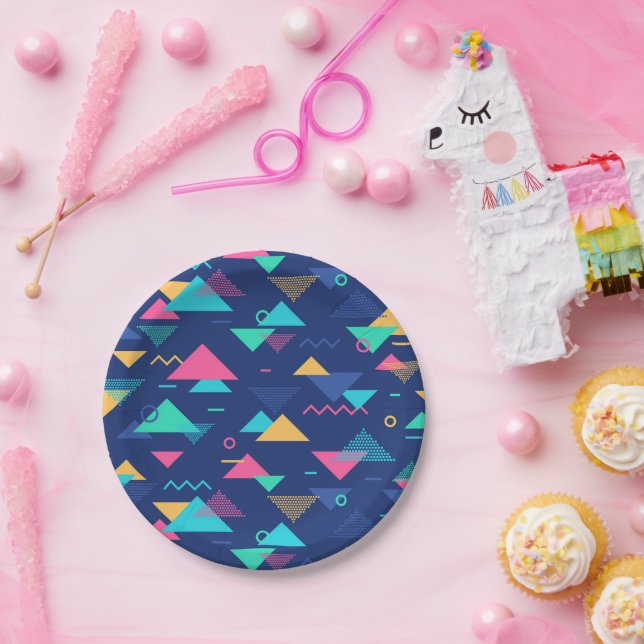 Retro 1980's Pattern Paper Plate (Party)