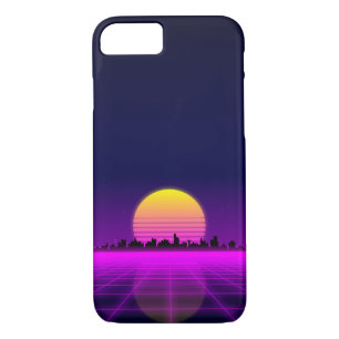 Retro 1980s synthwave glowing neon lights city Case-Mate iPhone case