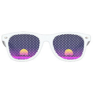 Retro 1980s synthwave glowing neon lights city sunglasses
