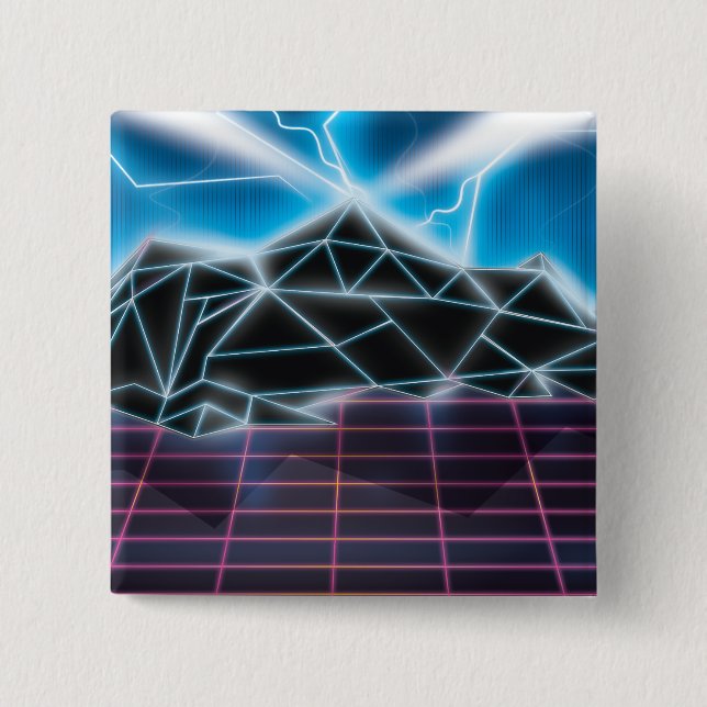 Retro 1980s video game graphic 2 inch square button (Front)