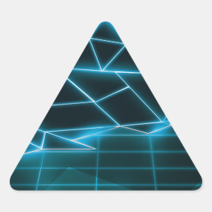 Retro 1980s video game graphic Neon Blue Triangle Sticker