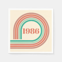 Retro 1986 40th Birthday Coral Boho Stripes