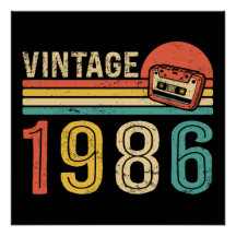 Retro 1986 Birthday Vintage Cassette Tape 40th  