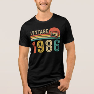 Retro 1986 Birthday Vintage Cassette Tape 40th Tri-Blend Shirt