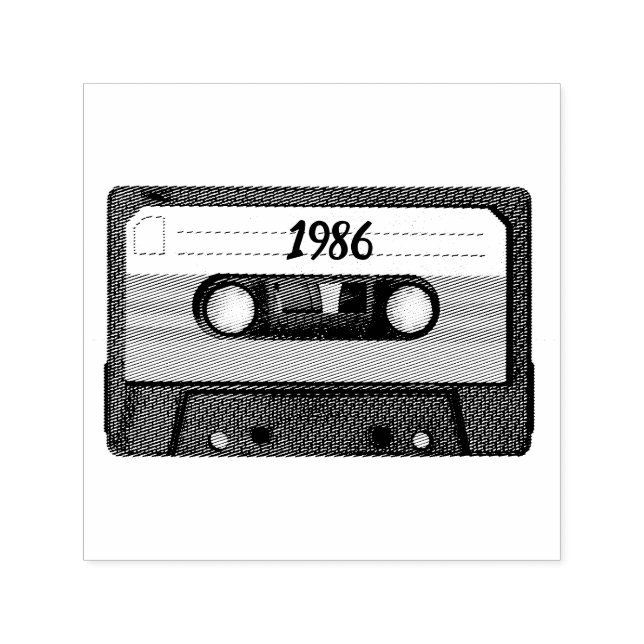Retro 1986 Customizable Cassette Tape  Self-inking Stamp (Design)