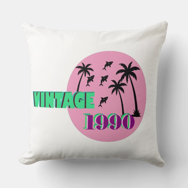 Retro 1990 Birthday Gift Throw Pillow (Front)