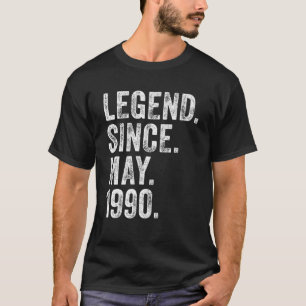 Retro 1990 Birthday May Born Legend Since 1990 T-Shirt