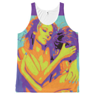 Rétro 1 T-shirt pourpre jaune-orange au néon de