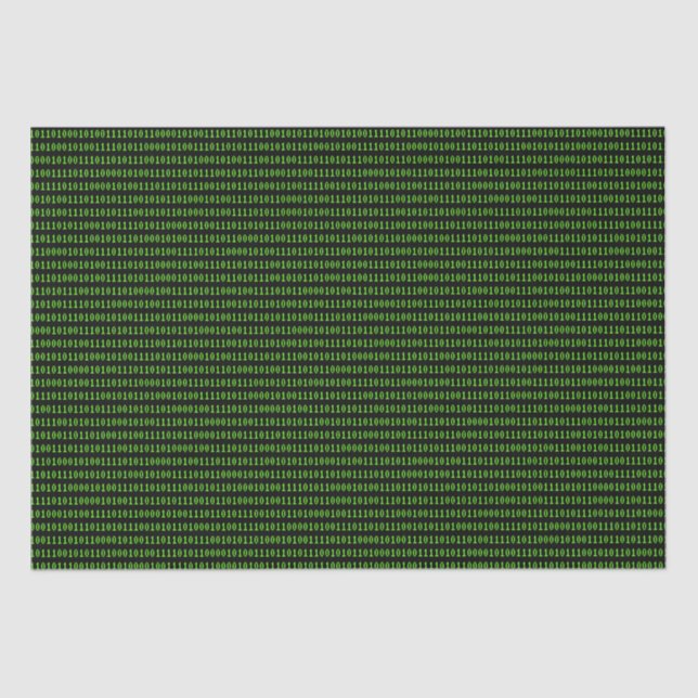 Retro 1s and 0s Green Binary Machine Language Code Tissue Paper (Front)