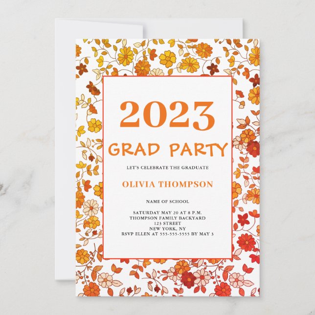 Retro 2023 Graduation Party Invitation (Front)