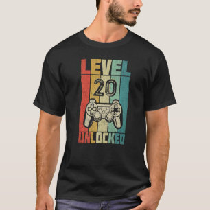 Retro 20th Birthday 20 Years Old Men Gamer Level 2 T-Shirt