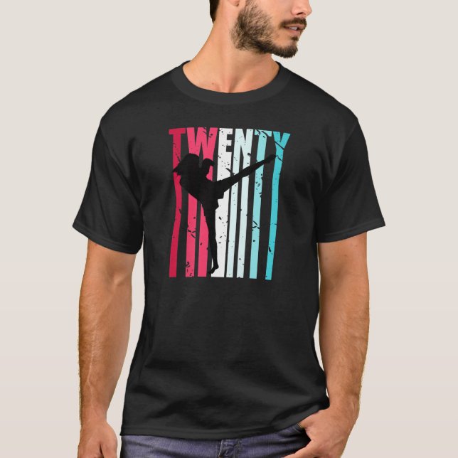 Retro 20Th Birthday For Kickboxing Women Kickboxer T-Shirt (Front)