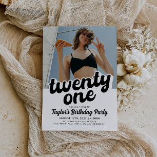Retro 21e Invitation anniversaire Vingt et un