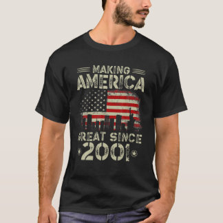 Retro 21St Birthday USA Flag Making America Great T-Shirt