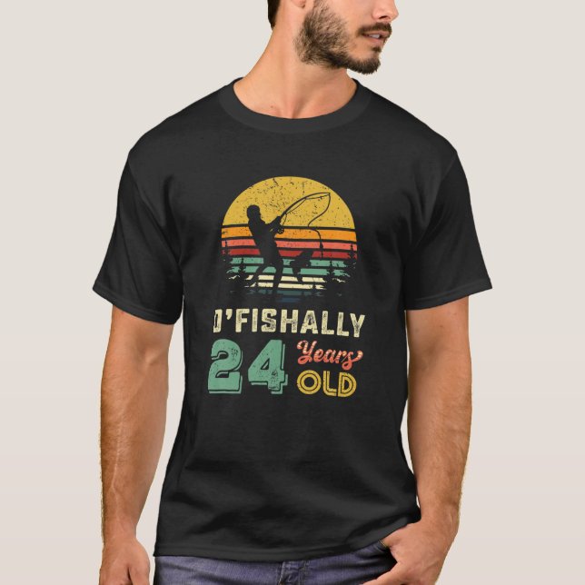 Retro 24Th Birthday Fishing Turning 24 Fisherman C T-Shirt (Front)