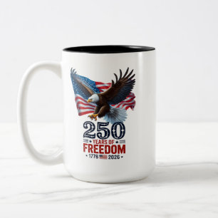 Retro 250 Years Of Freedom USA Patriotic July 4th Two-Tone Coffee Mug