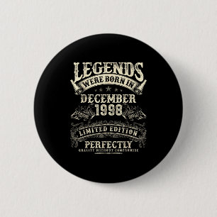 Retro 27th Birthday For Men 27 Year Old December 1 2 Inch Round Button