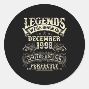 Retro 27th Birthday For Men 27 Year Old December 1 Classic Round Sticker