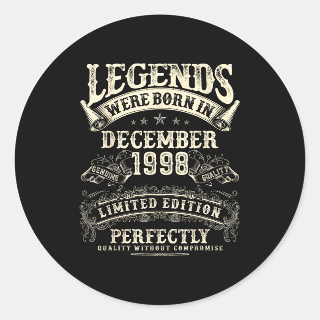 Retro 27th Birthday For Men 27 Year Old December 1 Classic Round Sticker (Front)
