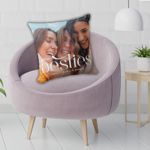 Retro 2 Photo Forever Besties Editable Overlay Throw Pillow