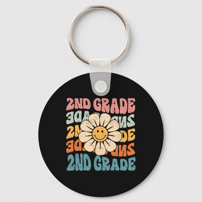 Retro 2nd Grade Back To School Second Grade 1st Da Keychain (Front)