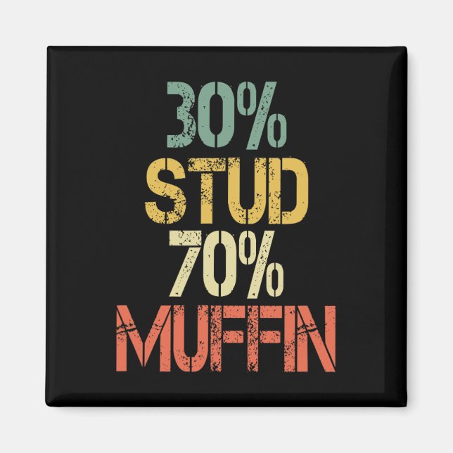 Retro 30 Stud 70 Muffin Sarcasm Dad Bod Figure  Magnet (Front)