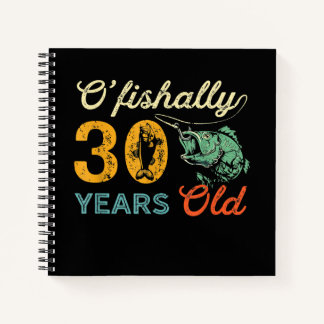Retro 30th Birthday Fishing Gift Turning 30 Bass Notebook