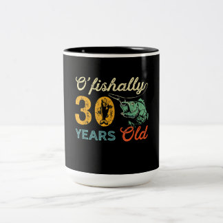Retro 30th Birthday Fishing Gift Turning 30 Bass Two-Tone Coffee Mug