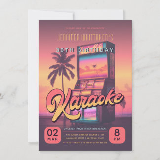Retro 30th Birthday Karaoke Party Invitation