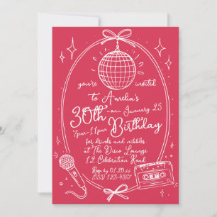 Retro 30th Birthday Karaoke Party Invite